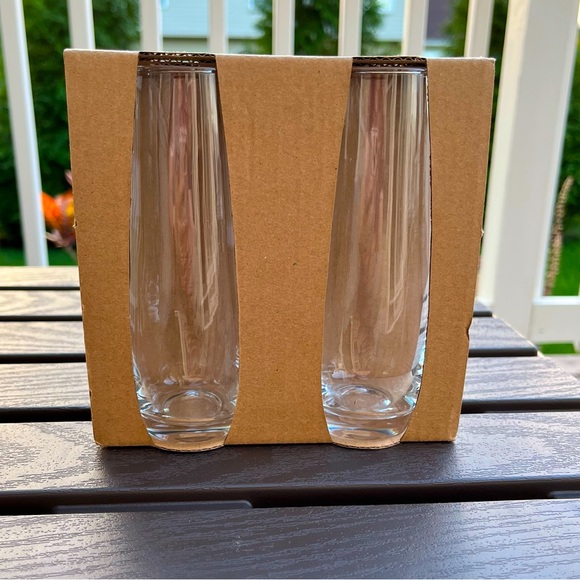 🆕 Stemless Glass Champagne Flutes, Set of Two Glasses, Party Holidays New Year - Picture 11 of 13